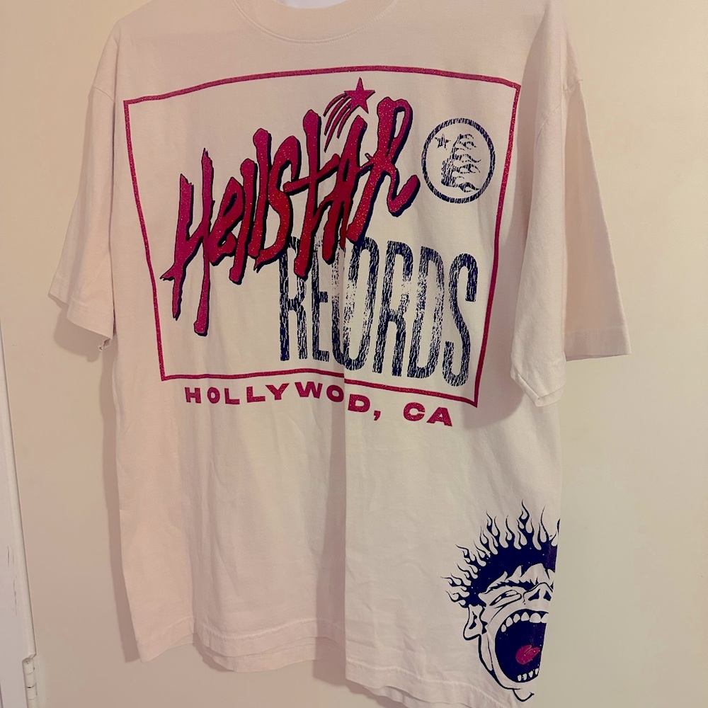 HELLSTAR RECORDS CREAM/RED SHIRT SIZE L